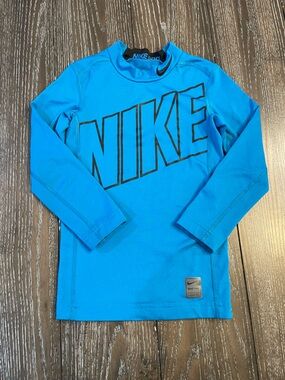 Nike Dri-Fit boys long sleeve black/neon green t-shirt logo size L.
